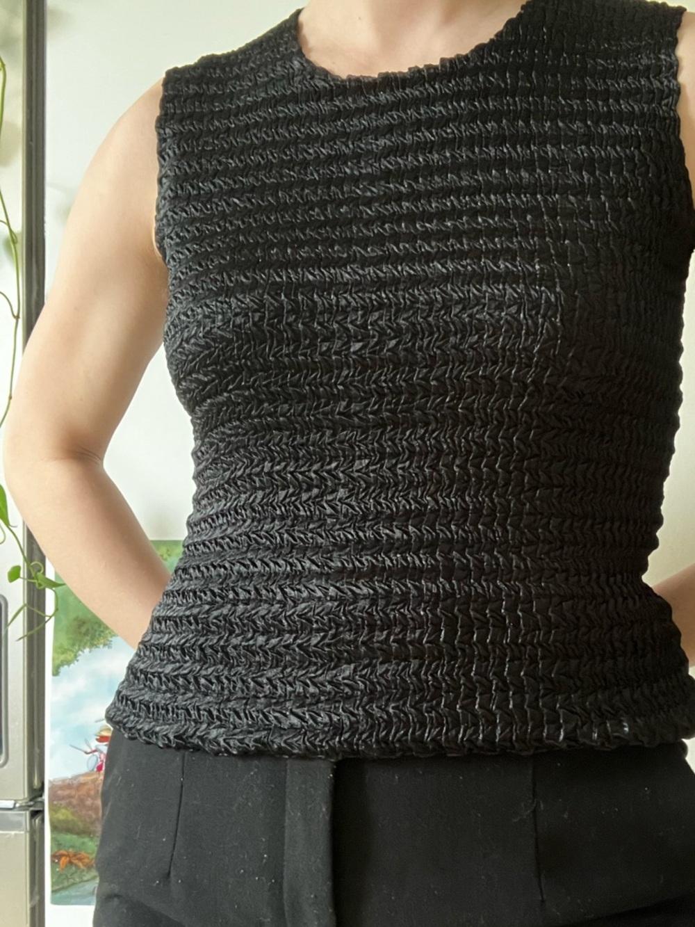 Vintage Nicola ruched/popcorn crinkle tank top